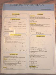 Newly listed 2008,2011 NEC National Electrical Code Book Formula Sheet