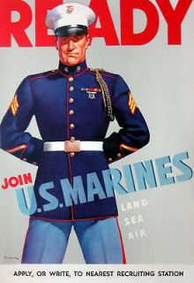 WWII USMC Join The US Marines 1942 Poster
