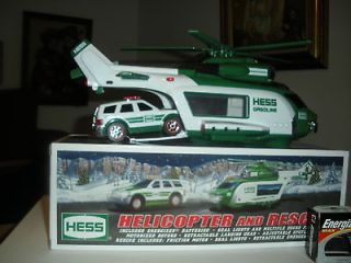 HESS 2012 HELICOPTOR & RESCUE VEHICLE TOY TRUCK + 2 BATTERIES + BAG