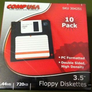 COMPUSA HIGH DENSITY DOUBLE SIDED PC Formatted 1.44MB 3.5 Diskettes 