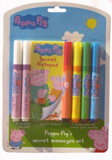 Peppa Pig Secret Message Set Notepad, Invisible Ink Pens, Magic Pens