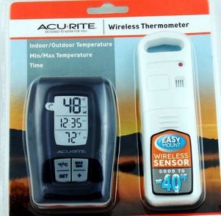 Acu Rite Wireless Thermometer with Clock Indoor or Outdoor 