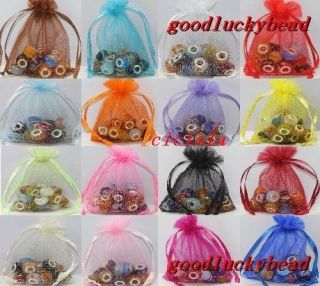 25/100pcs Organza Jewelry Packing Pouch Wedding Favor Gift Bags 9x7cm 