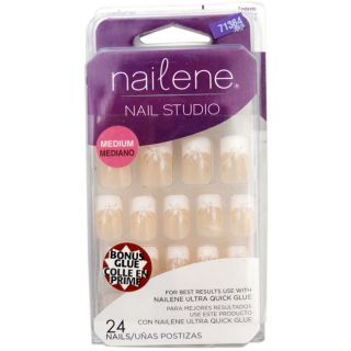 Nailene Nail Studio 24 Nails Medium with Professional Gel Glue 