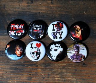   FRIDAY THE 13TH BUTTONS pins badges jason voorhees mask horror movie