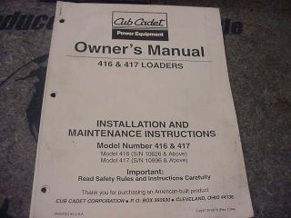 Cub Cadet 416 & 417 Loader Owners Manual