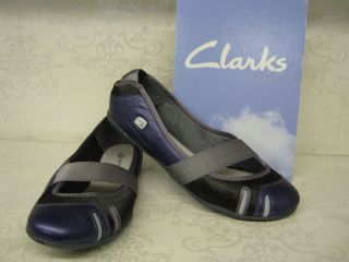 Clarks Idyllic Pump Dark Blue Leather Slip On Pumps