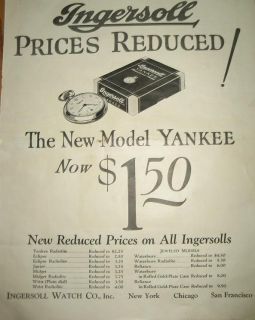 1926 Ingersoll Watch Ad~Yankee,Ecli​pse,Midget,Wat​erbury
