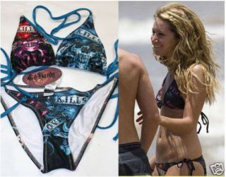   New Ed Hardy Women B Rhinestones Bikini Swimsuit Love Kills Slowly S