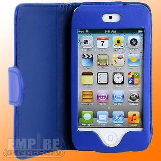 Blue Leather Folding Case For Apple iPod Touch iTouch 4G 4th Gen 