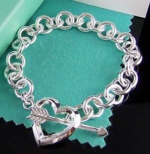 FREE P&P wholesale Lovely LOVE Heart Link Silver Plated Chain Bracelet 