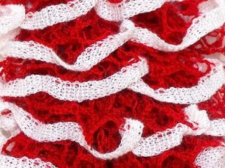 Lot of 4 x 100gr Skeins ICE AMOR Ruffle Scarf Yarn Red White