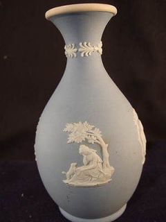 Vase 5 pale blue jasper dip jasperware Wedgwood 30s 4 appliques puti 