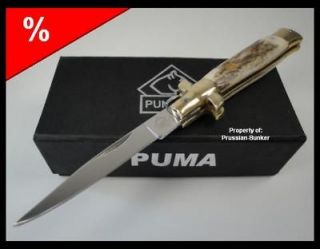   PUMA TEC HANDMADE FOLDING STAG POCKET KNIFE IN STILETTO STYLE *WOW