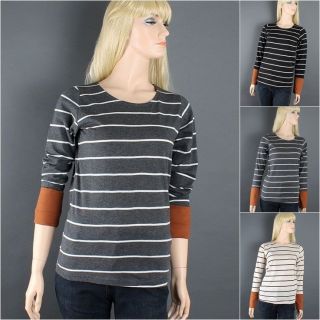 withMoons] St James st. Stripe Basic Shirts Color Block rollup 