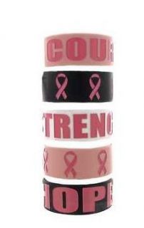 Breast Cancer Awareness Inspirational jumbo wide silicone rubber 