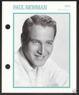 PAUL NEWMAN Atlas Movie Star Picture Biography CARD