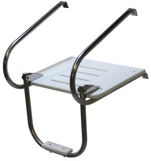 poly swim platform two rail white with ladder boat time