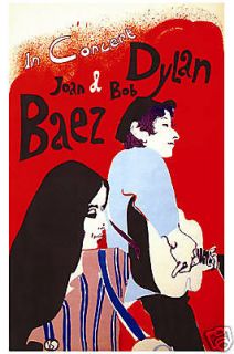 Folk Bob Dylan & Joan Baez at New York Concert Poster Circa 1965