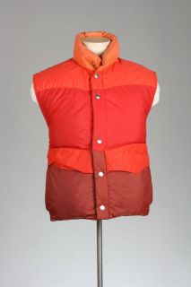 vintage 80s red orange puffy ski vest xs puffer