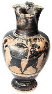 Ancient ATTIC BLACK FIGURE POTTERY TREFOIL OINOCHOE c.5th century BC