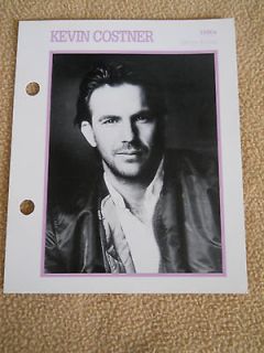 KEVIN COSTNER ATLAS MOVIE STAR PICTURE BIOGRAPHY CARD