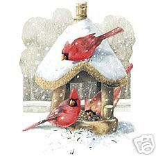 Snowy Cardinals and Birdhouse Sweatshirt Sizes/Color