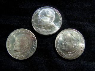 nite/3 SILVER FROSTED COINS JOANNES PAVLVS II VATICAN