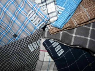 New Mens JOHN ASHFORD Flannel Shirts   XXL   Plaid/Check  Gray Blue 