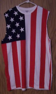 MENS USA AMERICAN FLAG SLEEVELESS T SHIRT   XL