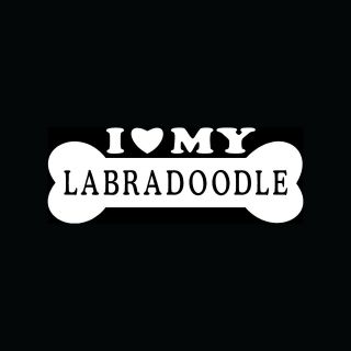 LOVE MY LABRADOODLE Sticker Bone Vinyl Decal Dog Heart Puppy Mix Lab 