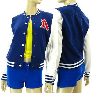   &Ladies Varsity Letterman Baseball Jacket Casual Patch Letter A