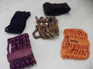 HANDCRAFTED AFRICAN HAITIAN WOOD BEADS JEWELRY BRACELETS(2 1/4 