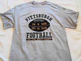 PITTSBURGH Football 6x World Champions Steelers Grey Short Sleeve T 