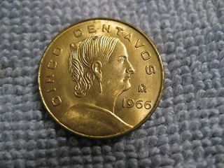 1966 Mexico coin, 5 cinco centavos JOSEFA, Uncirculated beauty