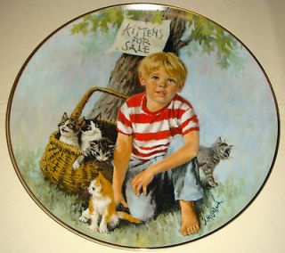Reco John McClelland Children Young Boy KITTENS FOR SALE Lg Plate Orig 