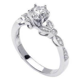   Engagement Ring Band Antique 0.65 Ctw Round Diamond Jewelry White Gold