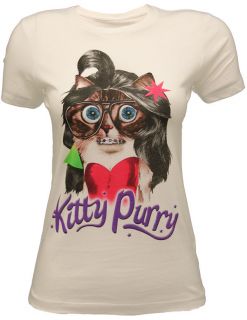Goodie Two Sleeves Kitty Purry (Katie Perry) Ladies Fitted T Shirt
