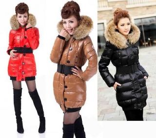 NEW Womens Winter Warm raccoon fur collar Slim eiderdown Jacket Coat 