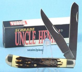 SCHRADE Uncle Henry Delrin Stag PRO TRAPPER Knife 285UH Handles Pocket