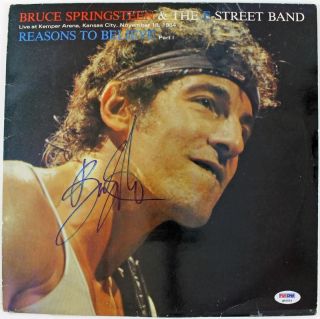 BRUCE SPRINGSTEEN REASONS TO BELIEVE SIGNED ALBUM COVER W/ VINYL PSA 