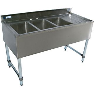 Stainless Steel Bar Sink   48   Three Compartment   Right Drain 