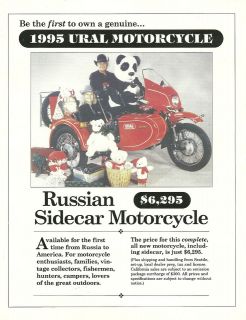 1995 URAL Russia MotorCycle / SideCar Brochure / Catalog TOURIST 