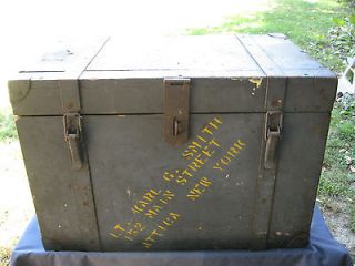 VINTAGE MILITARY NAVY CHEST NAMED SOLDIER ATTICA NY FOOT LOCKER TRUNK 
