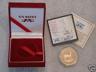 2001 SOUTH AFRICA GOLD PROOF FULL KRUGERRAND 1oz COIN BOX COA