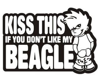 Beagle Dog Kiss This Kennel Sign Car Vinyl Window Bumper Sticker Decal 