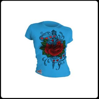 la ink rose and sword blue t shirt girls small