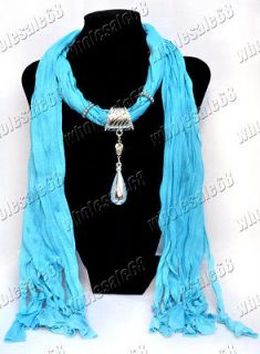 charms 1pcs blue silver Plate teardrop pendant women necklace cotton 