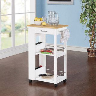 Kitchen Island Natural Drop Leaf Cart with Chopping Block Top   Brand 