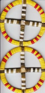 Quilled Lakota Vietnam Veteran 2 1/2 Medicine Wheels Matched Pair
